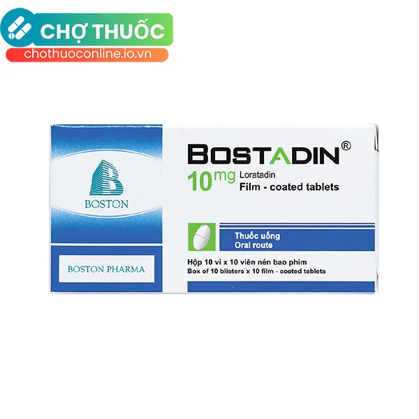 Thuốc Bostadin 10mg trị viêm mũi dị ứng, mày đay (10 vỉ x 10 viên)