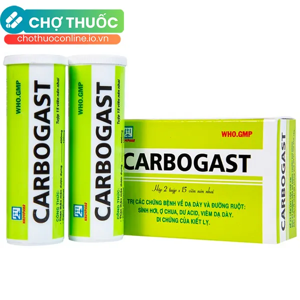 Thuốc Carbogast điều trị chứng bệnh về dạ dày và đường ruột (2 tuýp x 15 viên)