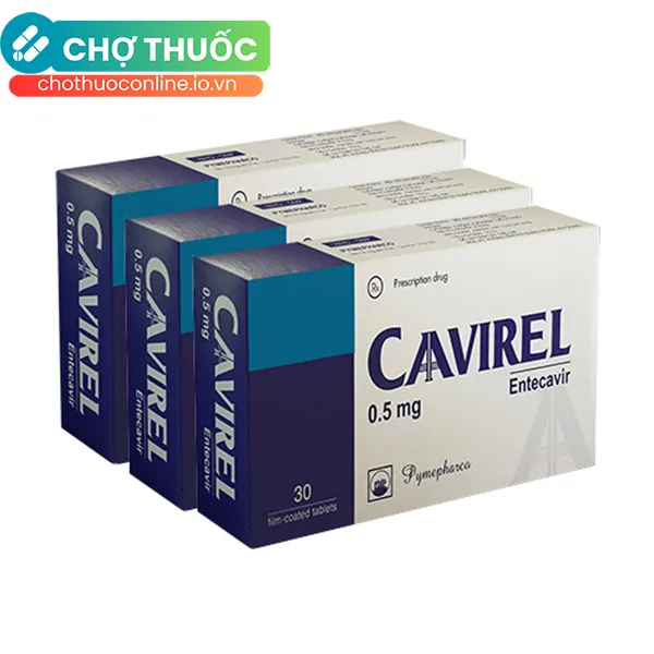 Thuốc Cavirel 0.5mg Pymepharco điều trị nhiễm virus viêm gan B (3 vỉ x 10 viên)