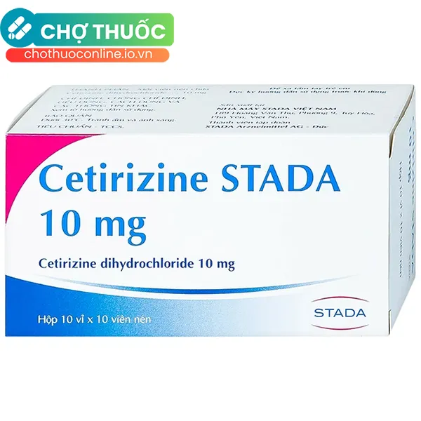 Thuốc Cetirizine Stada 10mg giảm triệu chứng viêm mũi dị ứng (100 viên)