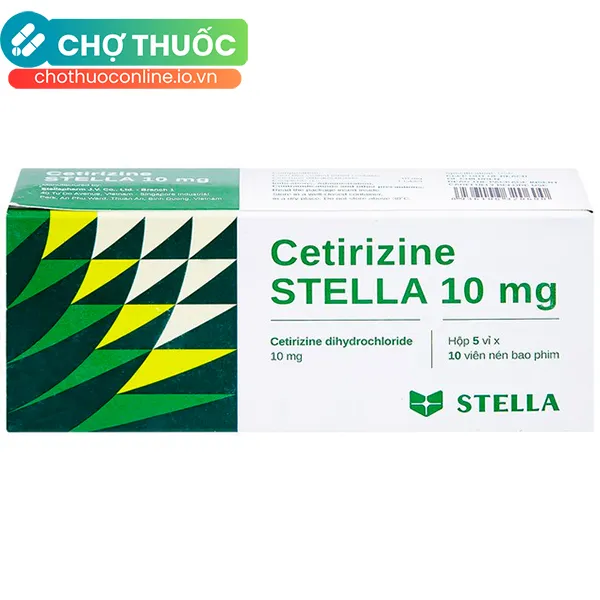 Thuốc Cetirizine Stella 10mg giảm viêm mũi dị ứng, mày đay (5 vỉ x 10 viên)