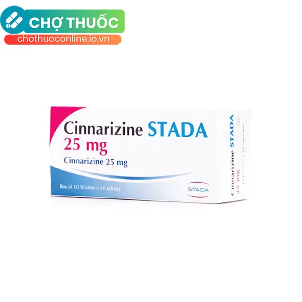 Thuốc Cinnarizin 25mg Stada phòng say tàu xe, rối loạn tiền đình (100 viên)