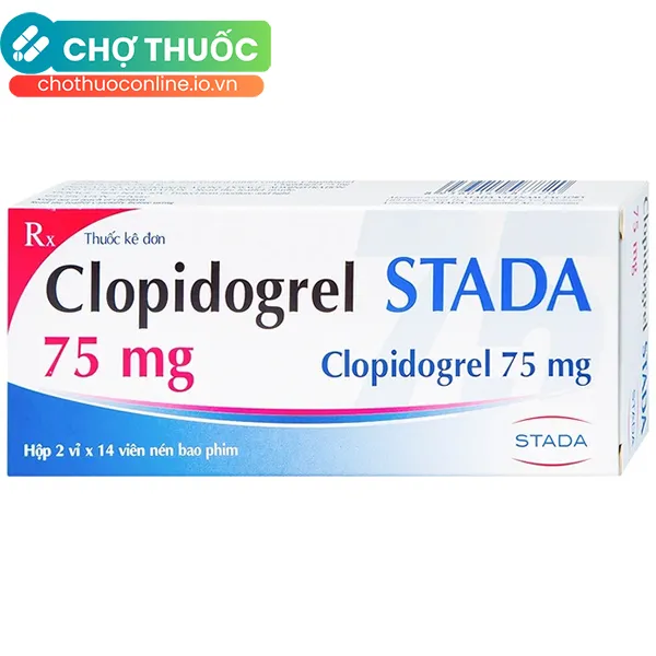 Thuốc Clopidogrel Stada 75mg chống kết tập tiểu cầu,giảm nguy cơ bệnh tim và đột quỵ (2 vỉ x 14 viên)