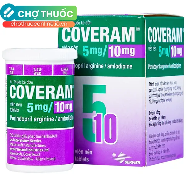 Thuốc Coveram 5mg/10mg Servier điều trị tăng huyết áp (30 viên)