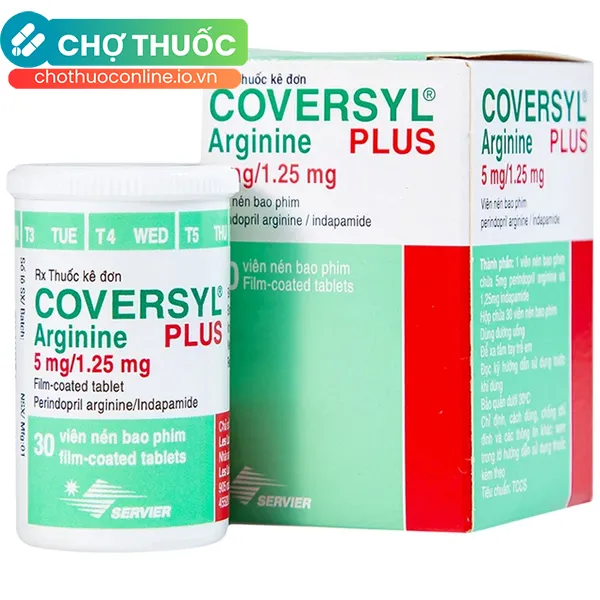 Thuốc Coversyl Plus 5mg/1.25mg Servier điều trị tăng huyết áp (30 viên)