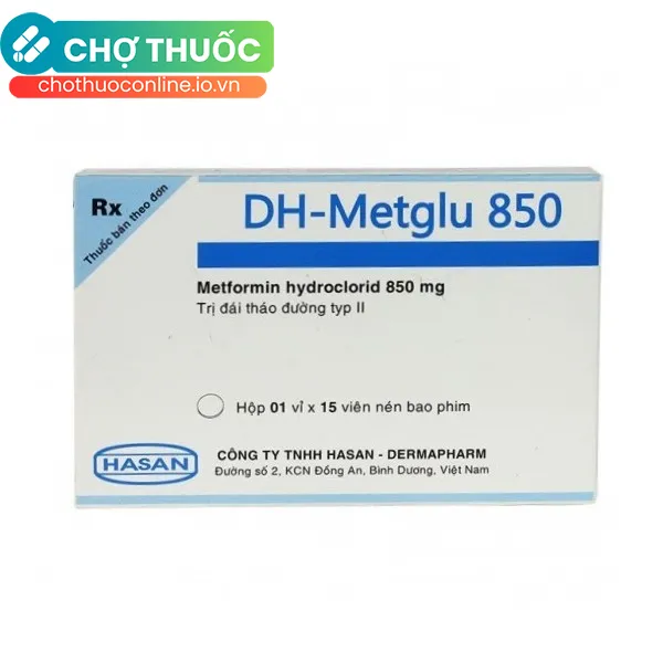 Thuốc DH-Metglu 850 Hasan điều trị đái tháo đường tuýp 2 (10 vỉ x 15 viên)