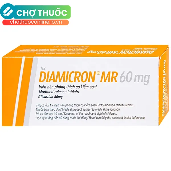 Thuốc Diamicron MR 60mg điều trị tiểu đường tuýp 2 (2 vỉ x 15 viên)
