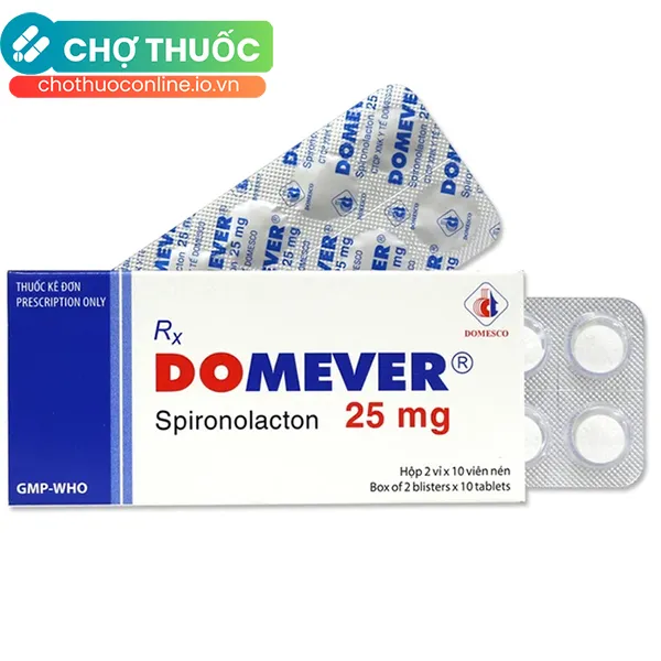 Thuốc Domever 25mg Domesco điều trị suy tim sung huyết (2 vỉ x 10 viên)