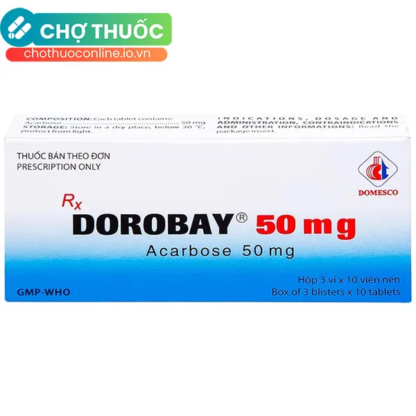 Thuốc Dorobay 50mg Domesco hỗ trợ điều trị đái tháo đường tuýp 2 (3 vỉ x 10 viên)