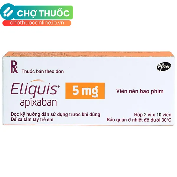 Thuốc Eliquis 5mg Phòng Ngừa Biến Cố Thuyên Tắc Huyết Khối Tĩnh Mạch, Đột Quỵ (Hộp 20 Viên)