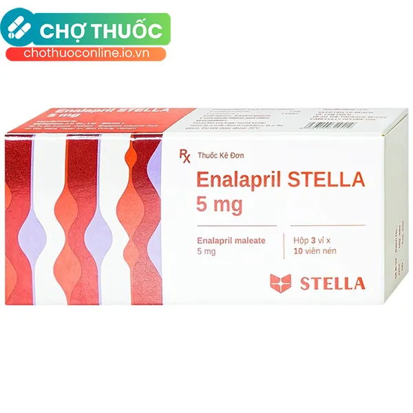 Thuốc Enalapril 5mg điều trị tăng huyết áp, suy tim sung huyết (3 vỉ x 10 viên)