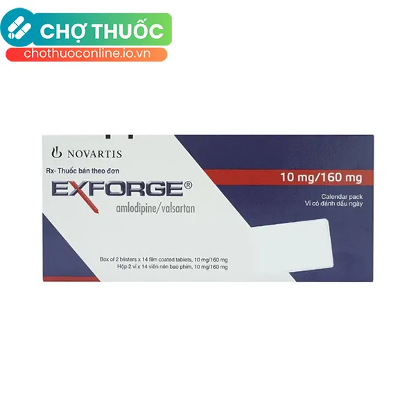 Thuốc Exforge 10mg/160mg Novartis điều trị tăng huyết áp vô căn (2 vỉ x 14 viên)