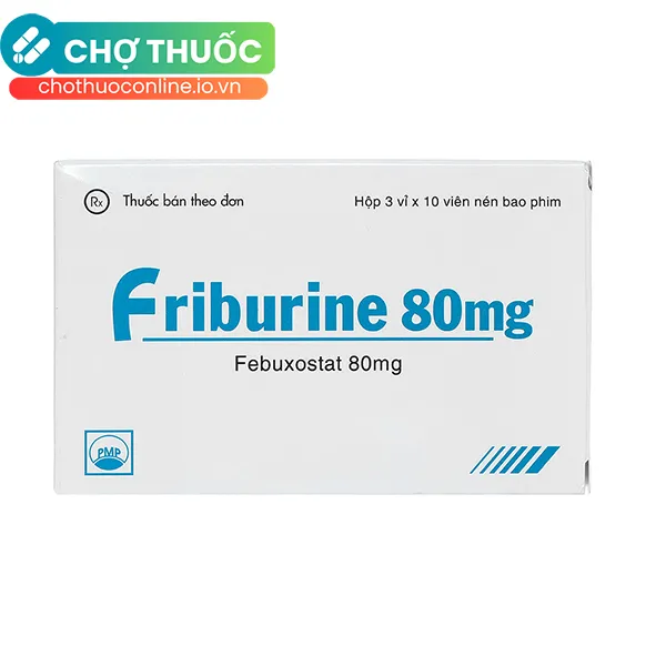 Thuốc Friburine 80mg trị tăng acid uric huyết ở bệnh nhân bị gout mạn tính (3 vỉ x 10 viên)