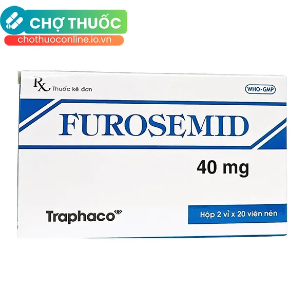 Thuốc Furosemid 40mg Traphaco điều trị phù, tăng huyết áp nhẹ hay trung bình (2 vỉ x 20 viên)