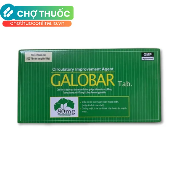 Thuốc Galobar 80mg điều trị rối loạn tuần hoàn máu não (Hộp 10 vỉ x10 viên)