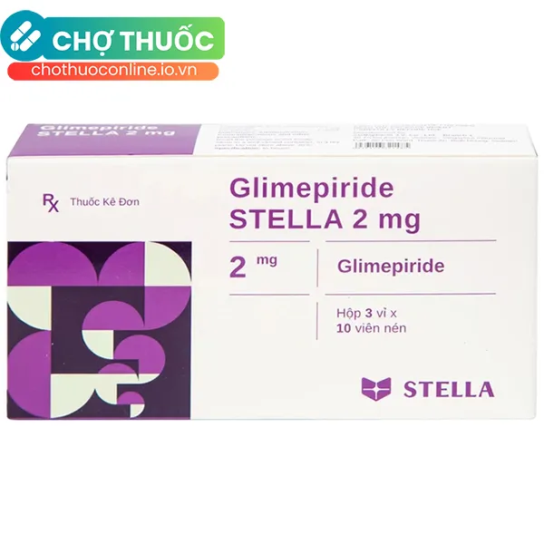 Thuốc Glimepiride Stella 2mg điều trị đái tháo đường tuýp 2 (3 vỉ x 10 viên)
