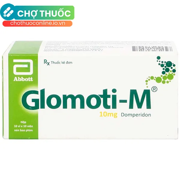 Thuốc Glomoti-M Glomed điều trị triệu chứng buồn nôn, nôn, chướng bụng (10 vỉ x 10 viên)