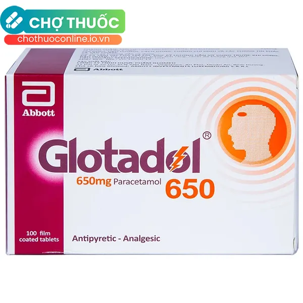Thuốc Glotadol 650mg Glomed giúp hạ sốt, giảm đau (100 viên)