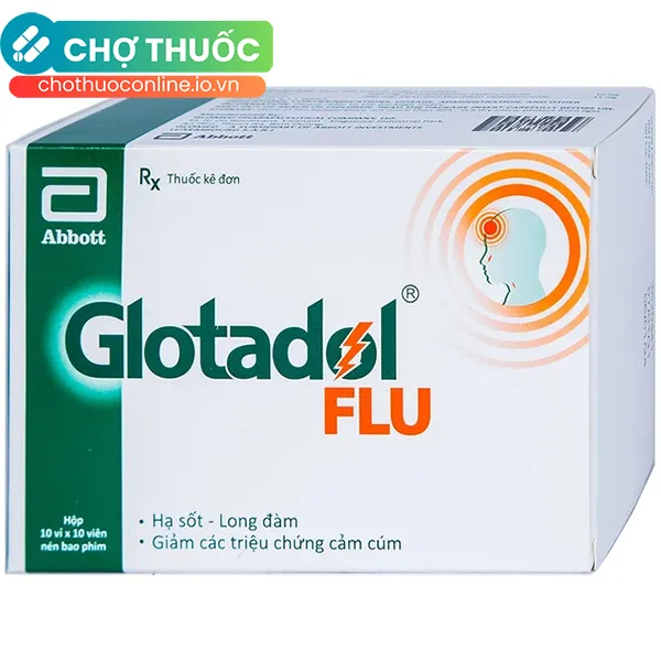 Thuốc Glotadol Flu Hỗ Trợ Hạ Sốt Và Long Đàm (Hộp 10 Vỉ X 10 Viên)