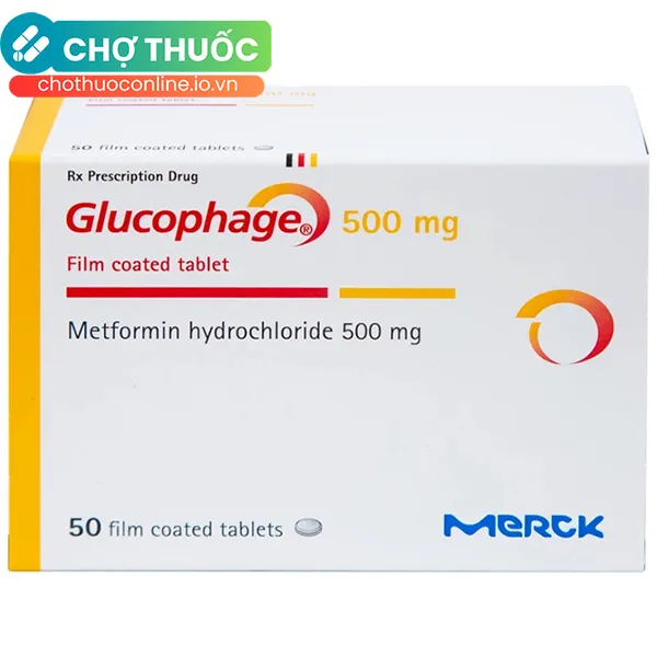 Thuốc Glucophage 500mg Merck điều trị đái tháo đường type 2 (5 vỉ x 10 viên)