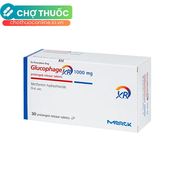 Thuốc Glucophage XR 1000mg Merck điều trị tiểu đường type 2 (3 vỉ x 10 viên)