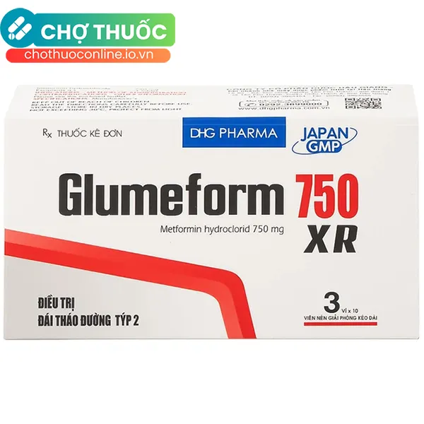 Thuốc Glumeform 750 Xr Điều Trị Đái Tháo Đường (Hộp 3 Vĩ X 10 Viên)