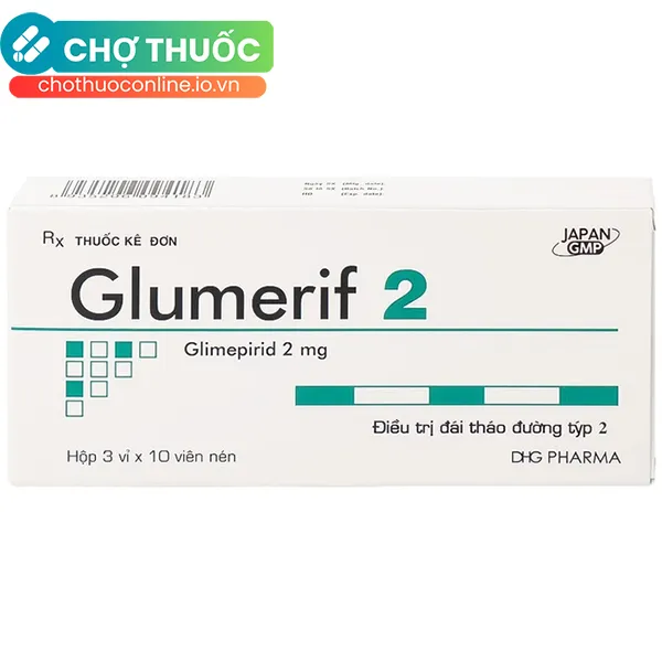Thuốc Glumerif 2 DHG điều trị bệnh đái tháo đường tuýp 2 (3 vỉ x 10 viên)