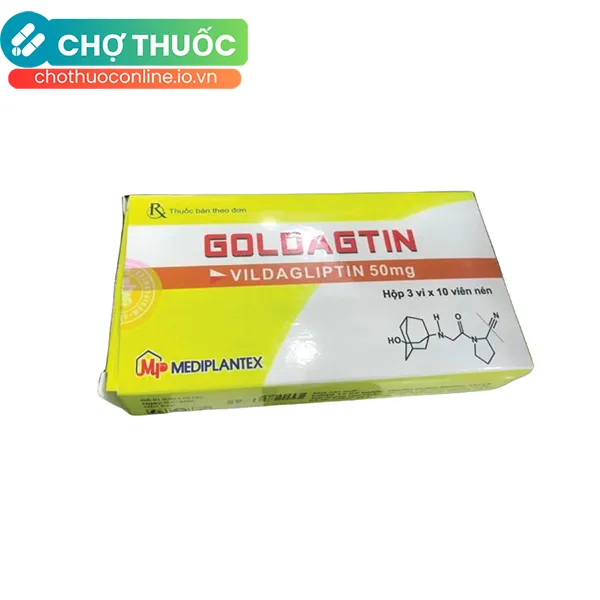 Thuốc Goldagtin 50mg điều trị đái tháo đường tuýp 2 (3 vỉ x 10 viên)