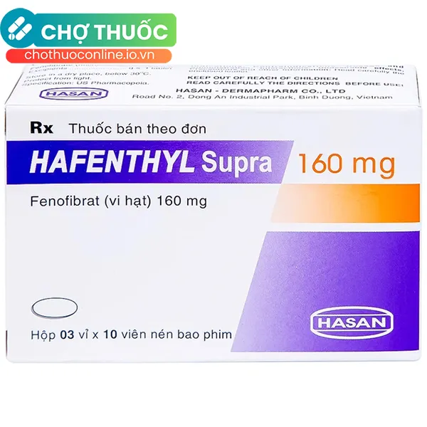 Thuốc Hafenthyl Supra 160mg điều trị tăng triglycerid máu (3 vỉ x 10 viên)