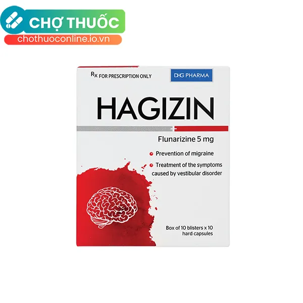 Thuốc Hagizin 5mg DHG điều trị dự phòng đau nửa đầu, chóng mặt, hoa mắt (10 vỉ x 10 viên)