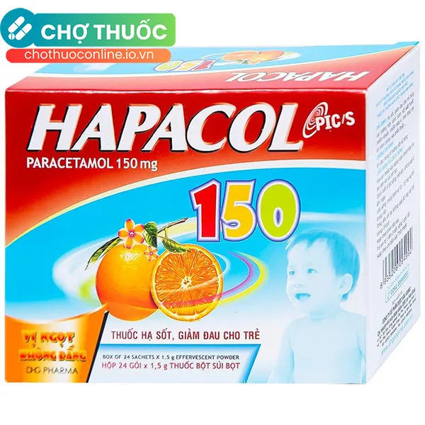 Thuốc Hapacol 150mg vị cam hỗ trợ giảm đau, hạ sốt cho trẻ (24 gói x 1.5g)