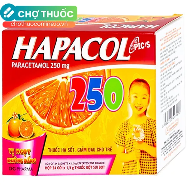 Thuốc Hapacol 250mg vị cam hỗ trợ giảm đau, hạ sốt cho trẻ (24 gói x 1.5g)