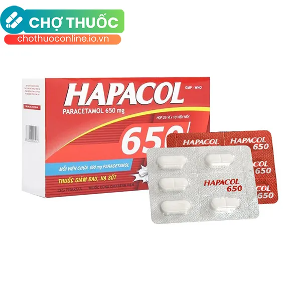 Thuốc Hapacol 650 hỗ trợ giảm đau, hạ sốt (10 vỉ x 5 viên)