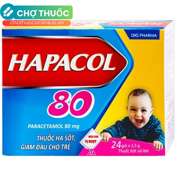 Thuốc Hapacol 80mg hỗ trợ giảm đau và hạ sốt cho trẻ (24 gói x 1.5g)