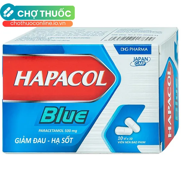 Thuốc Hapacol Blue 500mg giảm đau nhức do cảm cúm (10 vỉ x 10 viên)