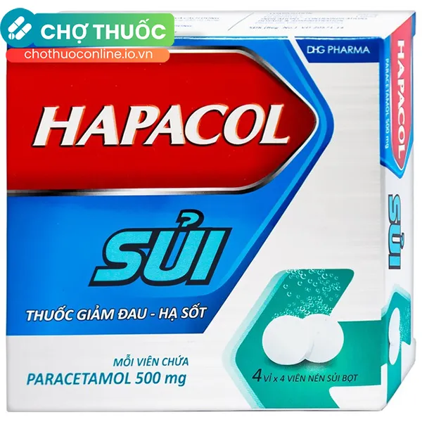 Thuốc Hapacol sủi 500mg hỗ trợ giảm đau và hạ sốt (4 vỉ x 4 viên)