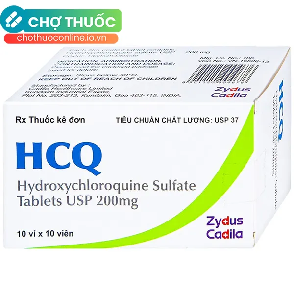Thuốc HCQ 200mg Zydus Cadila phòng và điều trị sốt rét cấp tính (10 vỉ x 10 viên)