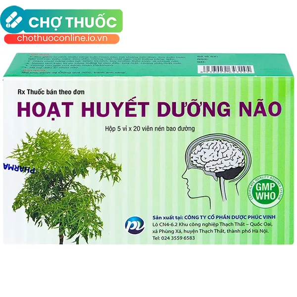 Thuốc Hoạt Huyết Dưỡng Não Phúc Vinh hỗ trợ điều trị thiểu năng tuần hoàn não (5 vỉ x 20 viên )