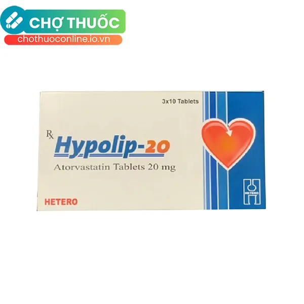 Thuốc Hypolip 20 trị rối loạn lipid máu (3 vỉ x 10 viên)