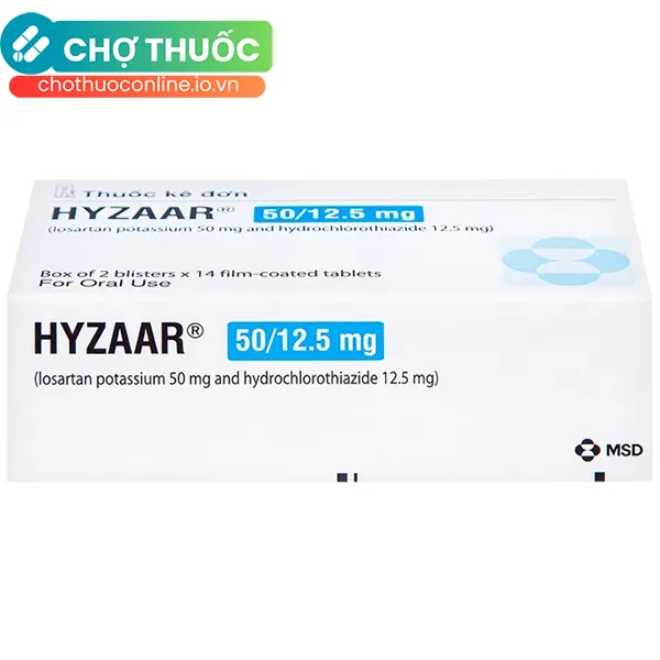 Thuốc Hyzaar 50/12,5mg MSD điều trị tăng huyết áp (3 vỉ x 10 viên)