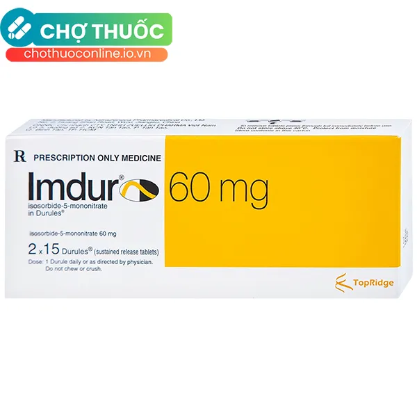 Thuốc Imdur 60mg AstraZeneca trị đau thắt ngực (2 vỉ x 15 viên)