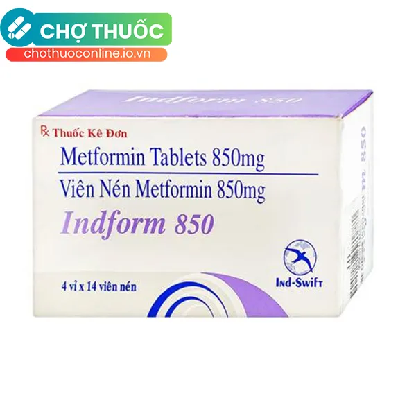 Thuốc Indform 850mg điều trị đái tháo đường tuýp 2 (4 vỉ x 15 viên)