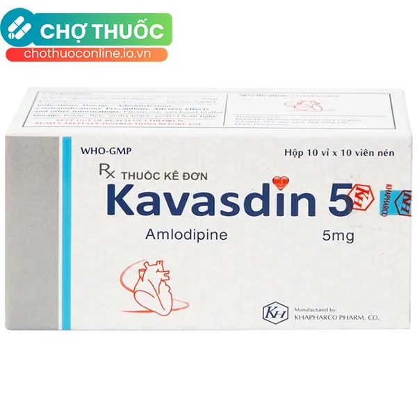 Thuốc Kavasdin 5mg hỗ trợ điều trị tăng huyết áp (Hộp 100 viên)