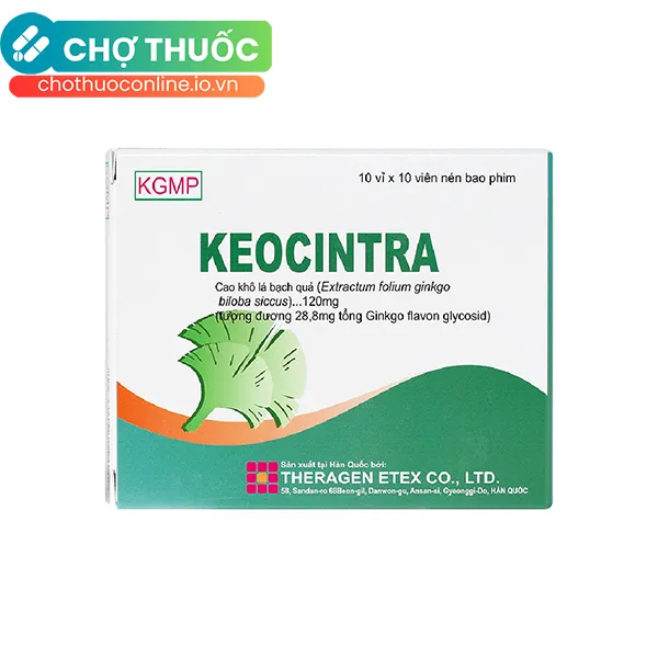 Thuốc Keocintra 120mg trị thiểu năng tuần hoàn ngoại biên, cải thiện trí nhớ (10 vỉ x 10 viên)