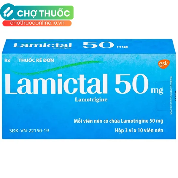 Thuốc Lamictal 50mg hỗ trợ điều trị động kinh và phòng ngừa bệnh rối loạn lưỡng cực (Hộp 30 viên)