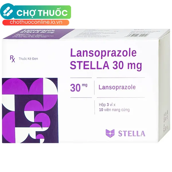 Thuốc Lansoprazole STELLA 30 mg điều trị loét dạ dày, trào ngược dạ dày- thực quản ( Hộp 3 vỉ x 10 viên)