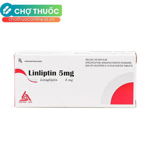 Thuốc Linliptin 5mg Điều Trị Đái Tháo Đường Tuýp 2 (Hộp 3 Vĩ x 10 Viên)