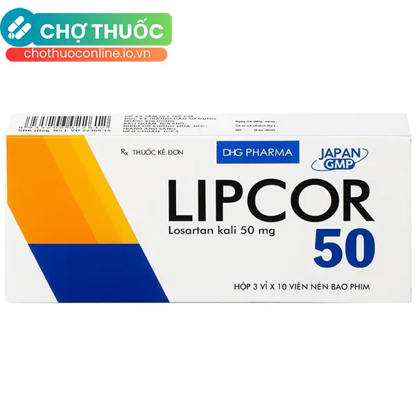 Thuốc Lipcor 50mg điều trị tăng huyết áp (3 vỉ x 10 viên)
