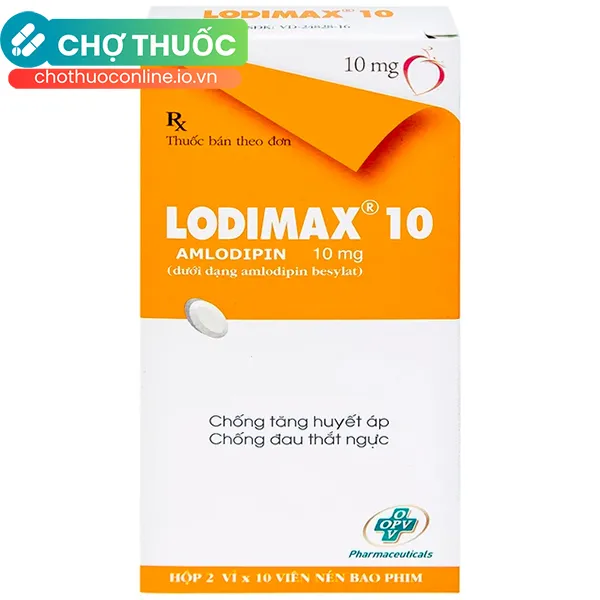 Thuốc Lodimax 10 OPV Pharma chống tăng huyết áp, đau thắt ngực (2 vỉ x 10 viên)