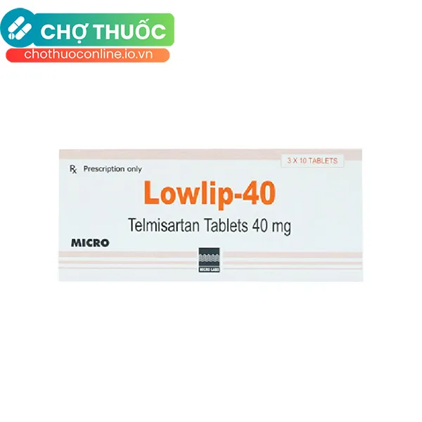 Thuốc Lowlip 40mg điều trị tăng huyết áp (3 vỉ x 10 viên)